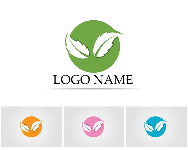 Folha Verde Natureza Logotipo Símbolo Modelo Vector — Vetor de Stock