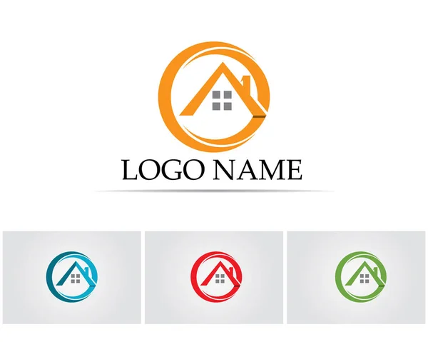 Huis Gebouwen Logo Symbolen Pictogrammen Sjabloon — Stockvector