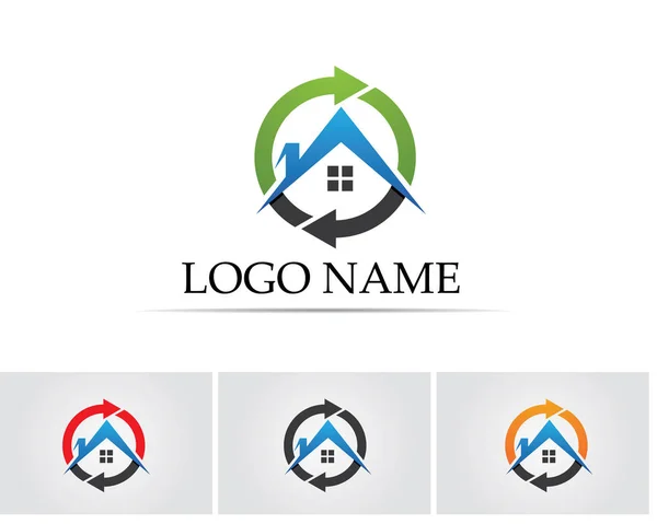 Πρότυπο Σπίτι Κτίρια Λογότυπο Και Σύμβολα Εικονίδια — Διανυσματικό Αρχείο