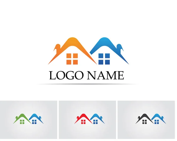 Plantilla de iconos de logotipo de edificios inmobiliarios y de viviendas — Vector de stock