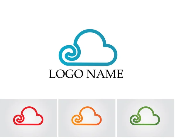 Servidores Nube Logotipo Datos Símbolos Iconos — Vector de stock