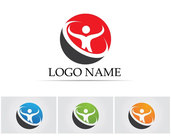 Modèle de logo et de symboles pour les soins communautaires — Image vectorielle