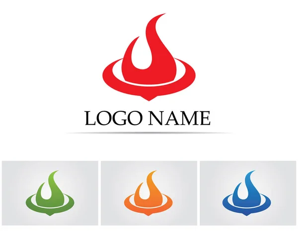 Fiamma fuoco natura logo e simboli icone modello — Vettoriale Stock