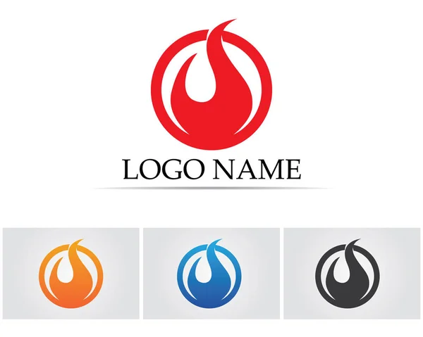Fiamma Fuoco Natura Logo Simboli Icone Modello — Vettoriale Stock