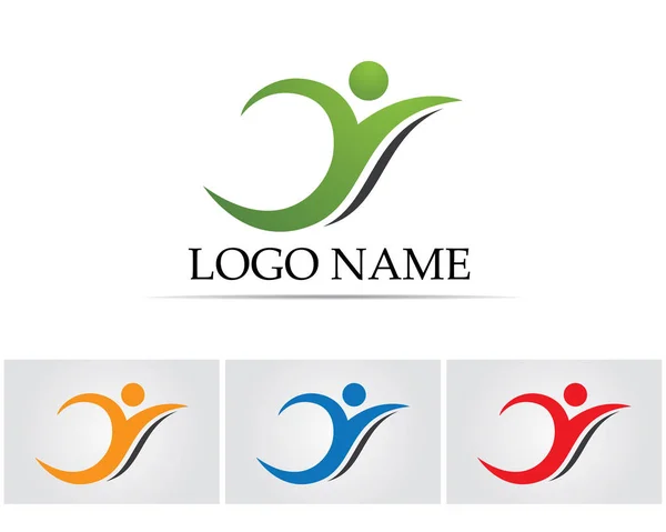 Salute Successo Persone Cura Logo Simboli Modello — Vettoriale Stock