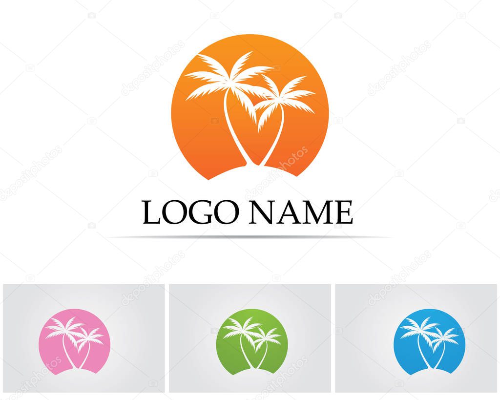 Palm tree summer logo template vector illustration