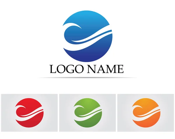 Onde Spiaggia Logo Simboli Modello Icone App — Vettoriale Stock