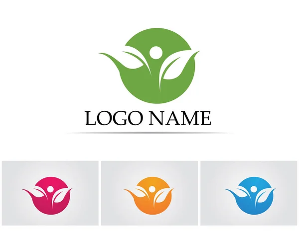 Hoja Verde Naturaleza Logotipo Símbolo Plantilla Vector — Archivo Imágenes Vectoriales