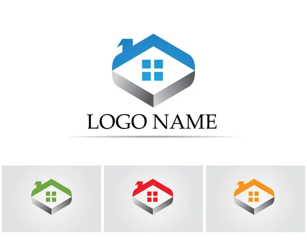 Inicio Edificios Logotipo Símbolos Iconos Plantilla — Vector de stock