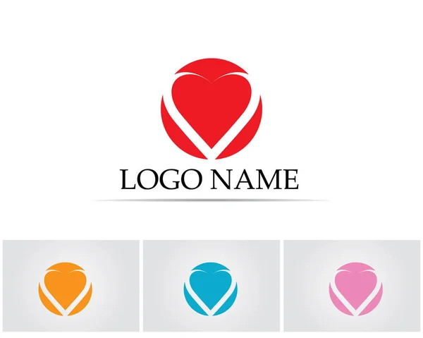 Logotipo Amor Símbolos Vector Template Ícones App — Vetor de Stock