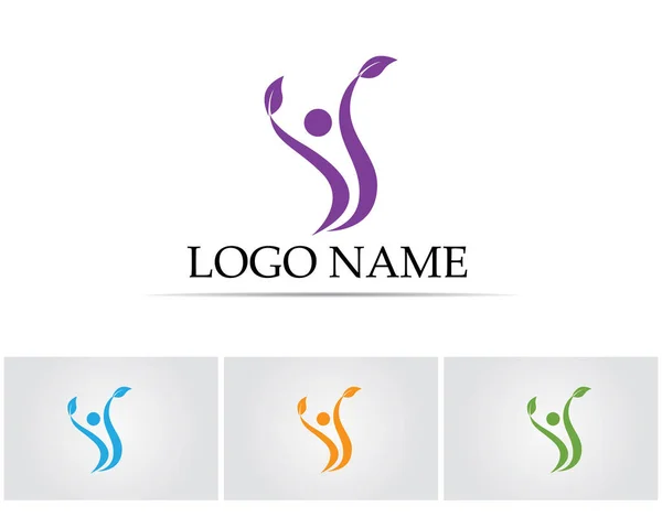 Personnes Soins Succès Santé Vie Logo Icônes Modèle — Image vectorielle