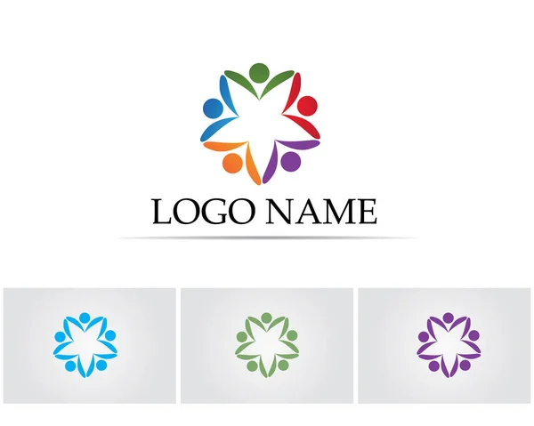 Gemeenschapsmensen Zorg Logo Symbolen Sjabloon — Stockvector