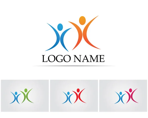 Mensen zorg succes gezondheid leven logo pictogrammen — Stockvector