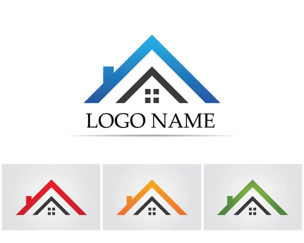 Ingatlan- és lakásépítési logó ikonok sablonja — Stock Vector
