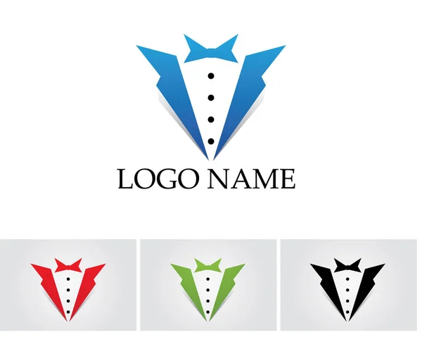 Esmoquin hombre logotipo y símbolos negro iconos plantilla — Vector de stock