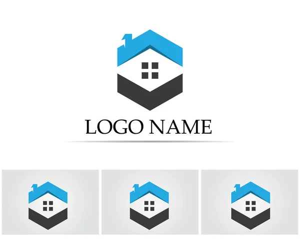 Plantilla de iconos de logotipo de edificios inmobiliarios y de viviendas — Archivo Imágenes Vectoriales