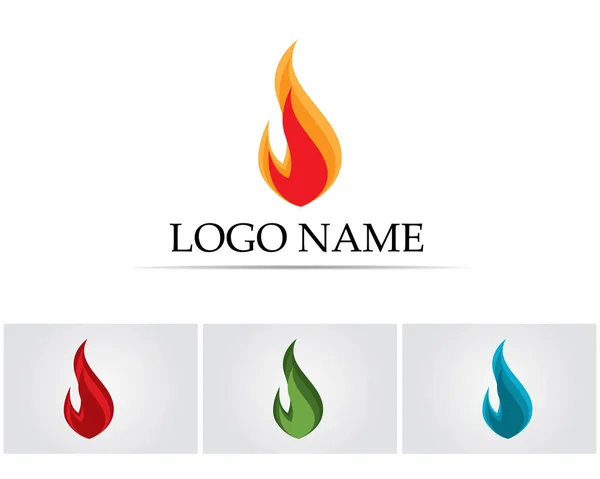 Fiamma fuoco natura logo e simboli icone modello — Vettoriale Stock