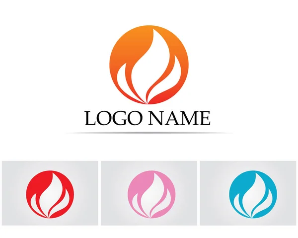 Fuego llama naturaleza logotipo y símbolos iconos plantilla — Archivo Imágenes Vectoriales