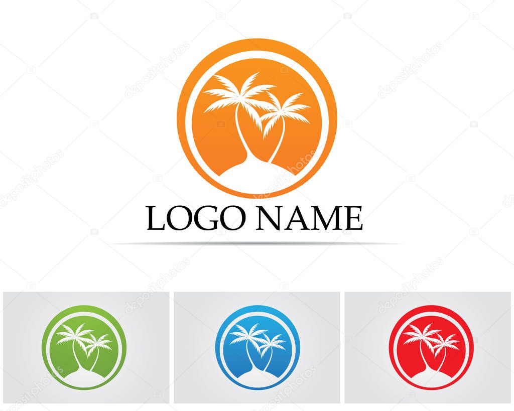 Palm tree summer logo template vector illustration