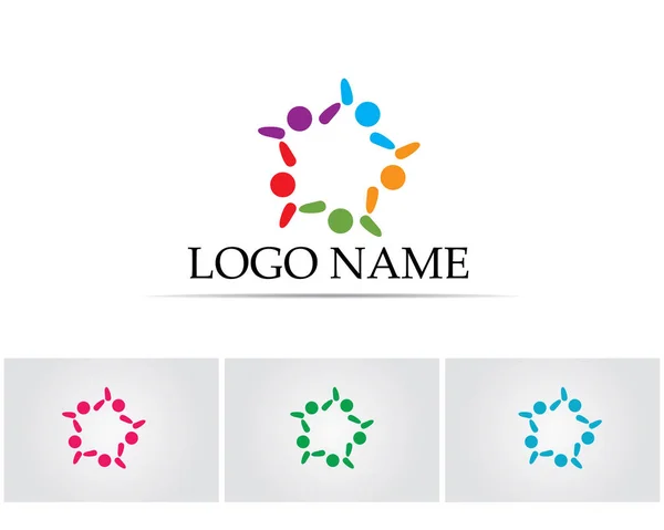 Mensen community zorg succes gezondheid leven logo pictogrammen — Stockvector