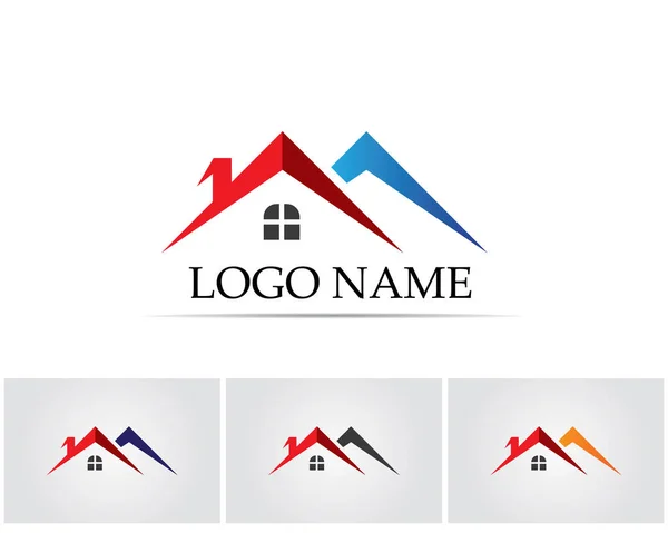 Plantilla de iconos de logotipo de edificios inmobiliarios y de viviendas — Vector de stock