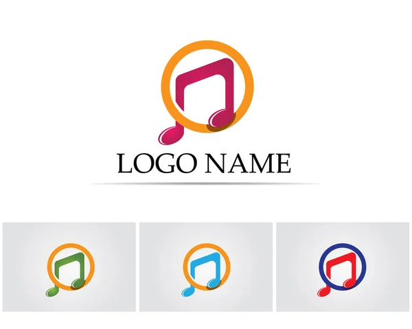 Símbolos de nota musical logotipo e ícones modelo —  Vetores de Stock