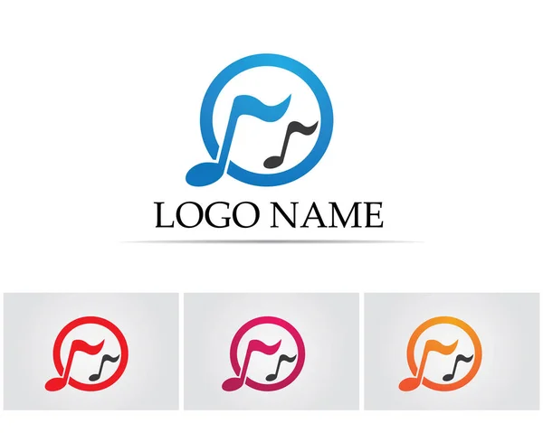 Símbolos de nota musical logotipo e ícones modelo — Vetor de Stock