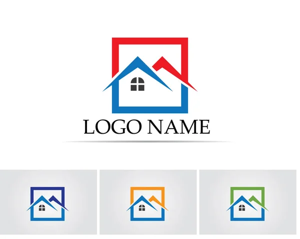 Plantilla de iconos de logotipo de edificios inmobiliarios y de viviendas — Vector de stock