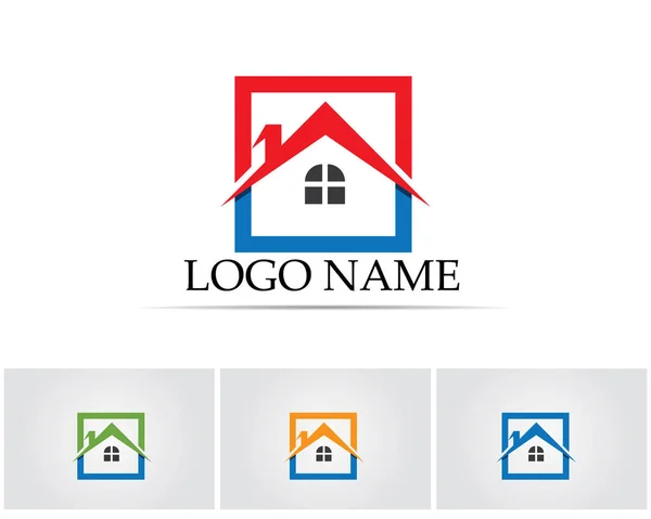 Plantilla de iconos de logotipo de edificios inmobiliarios y de viviendas — Vector de stock