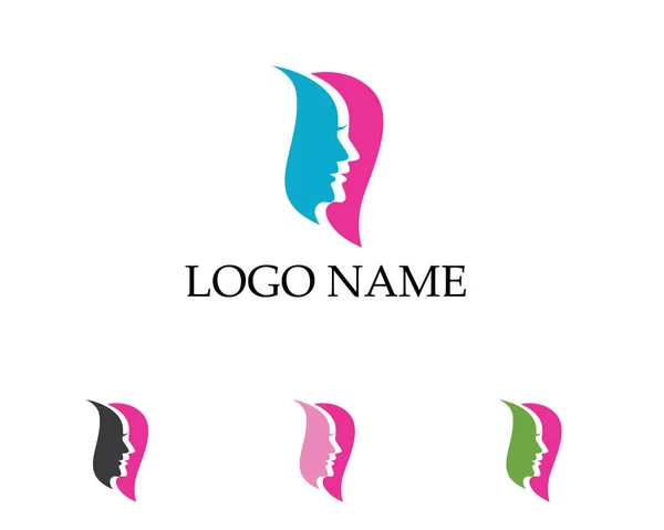 Hair woman and face logo and symbols — Stock Vector