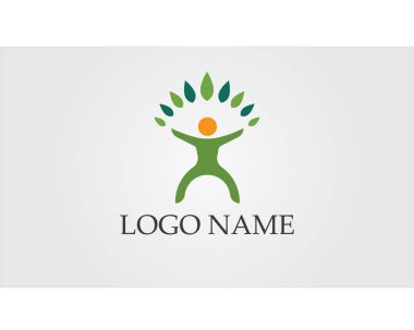 Vektör - ağaç yeşil insanlar kimlik kartı vektör logo şablonu