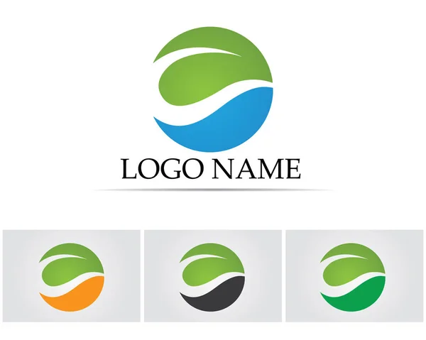 Vector laat groen natuurlogo en symbool achter — Stockvector