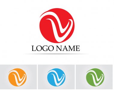 V Harfi Logo İş Şablonu Vektör Simgesi Simgesi