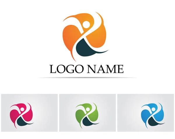 Logotipo y símbolos de personas infinitas — Vector de stock
