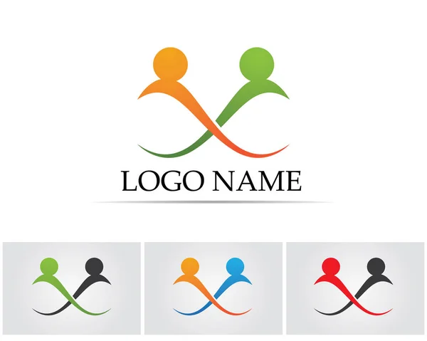 Logotipo y símbolos de personas infinitas — Vector de stock