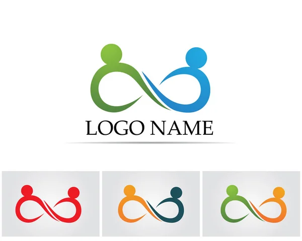 Logotipo y símbolos de personas infinitas — Vector de stock