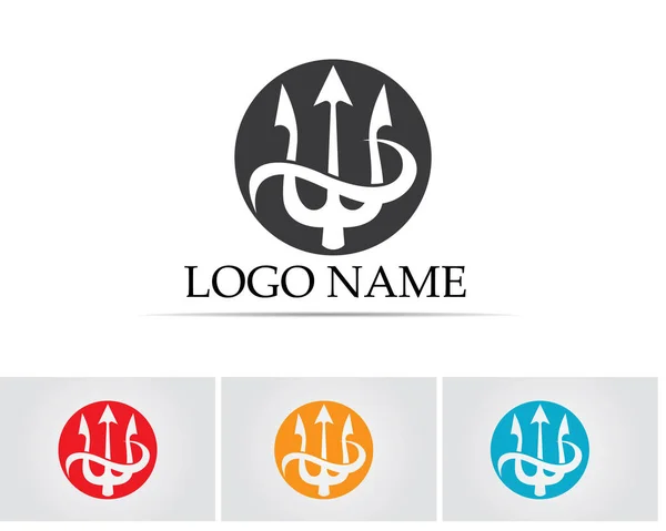 Magisch drietand logo en symbolen template vector — Stockvector