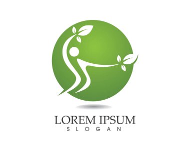 Vektör yeşil doğa logosu ve sembol bırakıyor