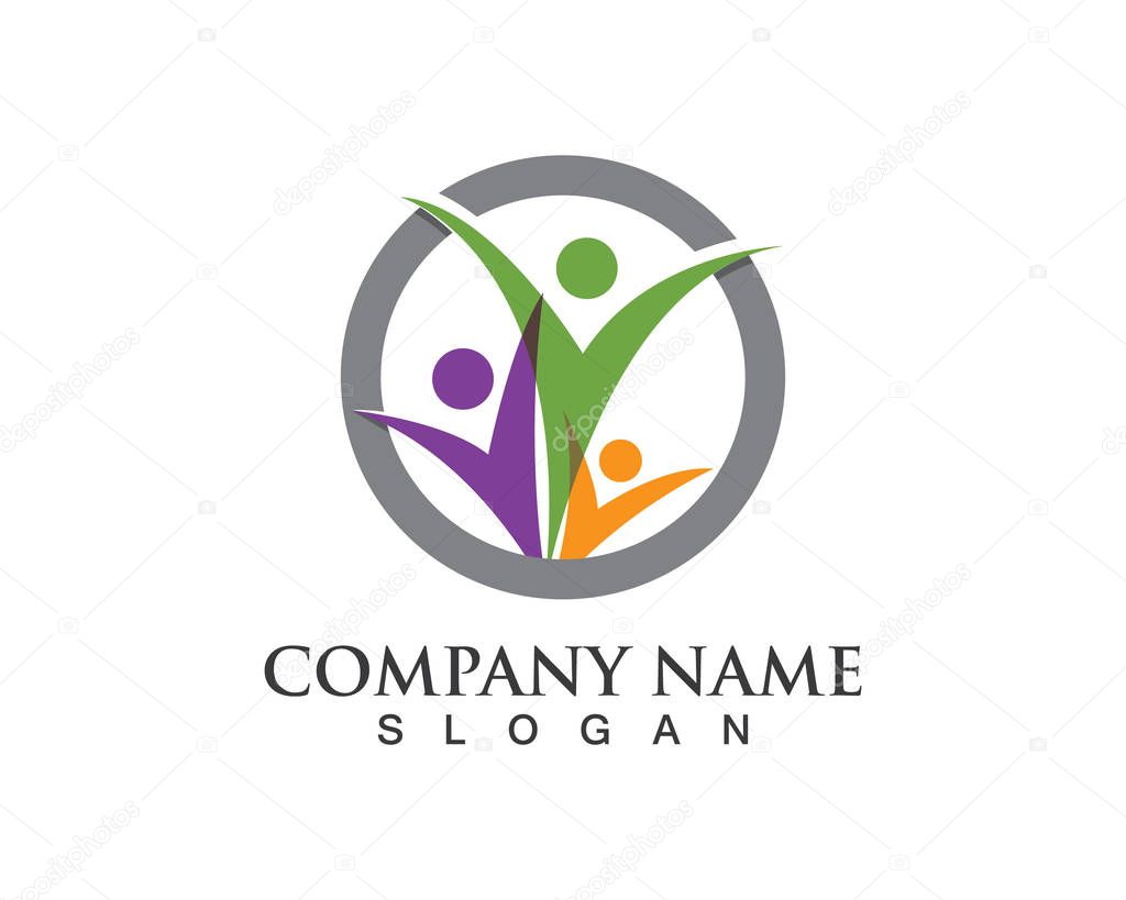 Logo template - successful peoplepeople care success health life logo