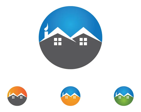 Casa edificios logotipo iconos plantilla — Vector de stock