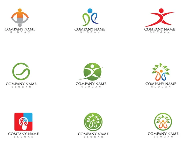 Logo templates - succesvolle mensen mensen zorg succes gezondheid leven logo Stockillustratie