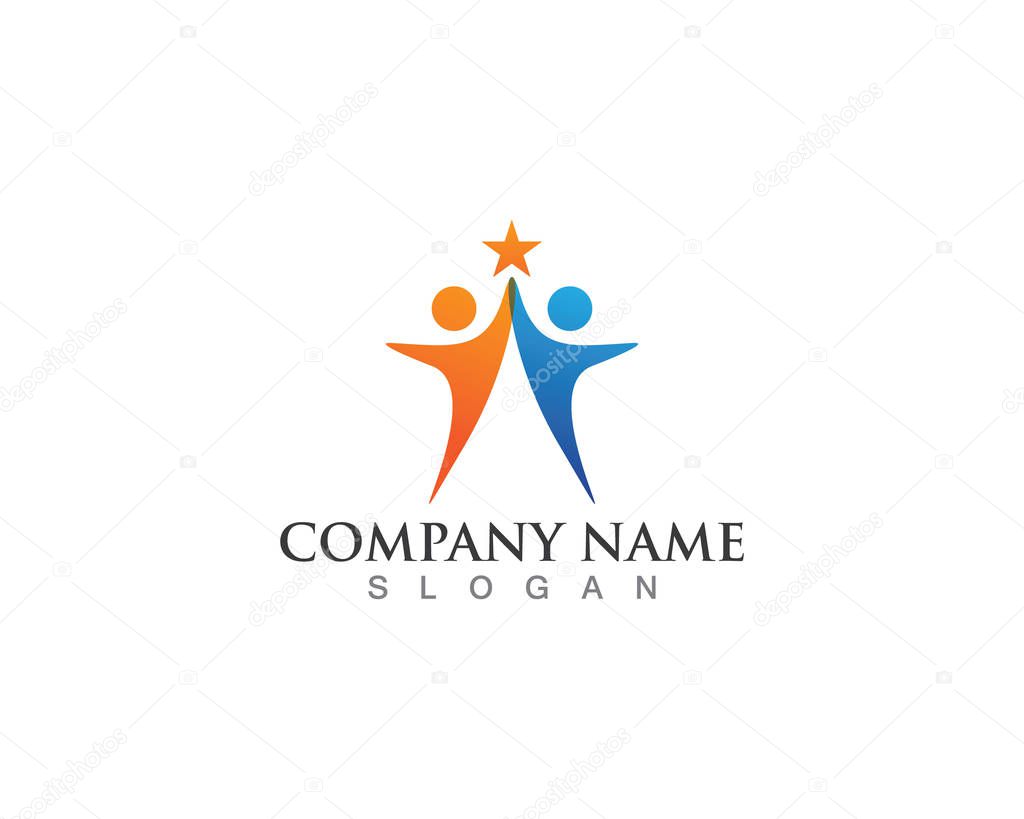 Logo template - successful people people care success health life logo