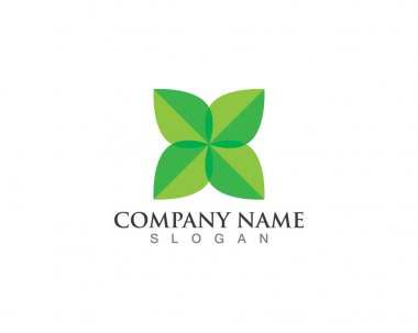 Vektör yeşil doğa logosu ve sembol bırakıyor