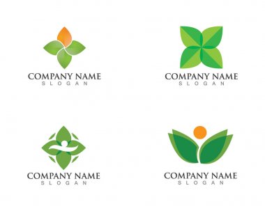 Vektör yeşil doğa logosu ve sembol bırakıyor