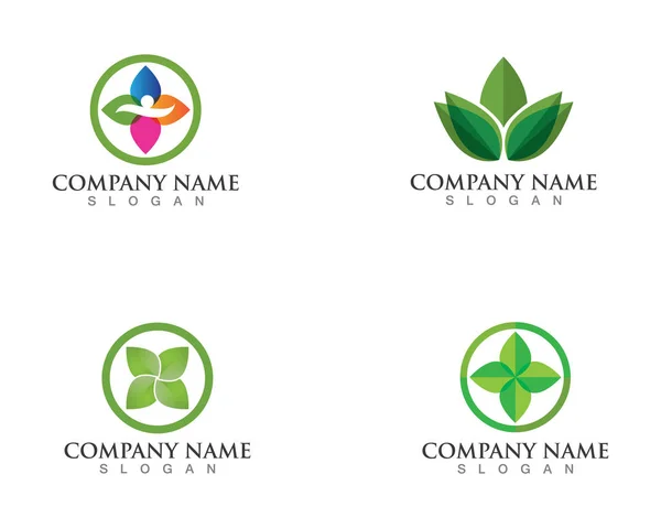 Vetor deixa o logotipo da natureza verde e símbolo — Vetor de Stock