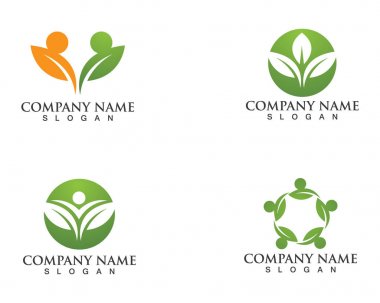 Vektör yeşil doğa logosu ve sembol bırakıyor