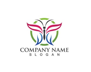 Vektör - Kelebek kavramsal basit, renkli simge. Logo. Vektör illüstrasyonu