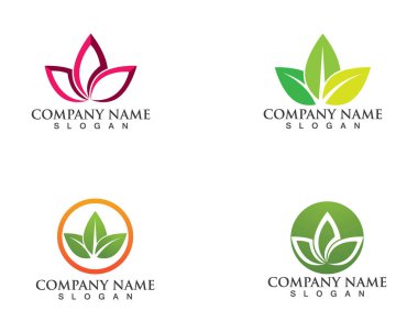 Vektör yeşil doğa logosu ve sembol bırakıyor