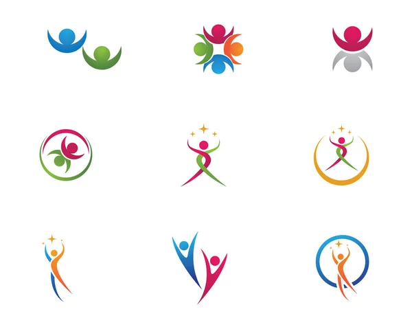 Personas cuidado éxito salud vida logo plantilla iconos — Vector de stock