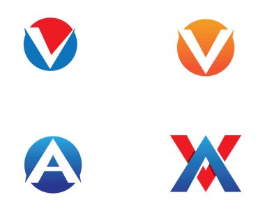 V harfler iş logo ve sembolleri şablonu